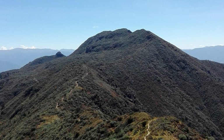 Trekking over mountain ridges