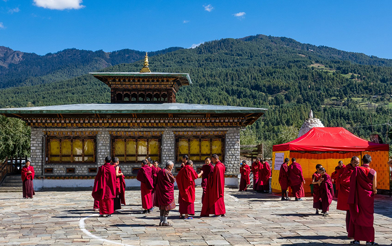 Monks in Jambay Lhakhang
