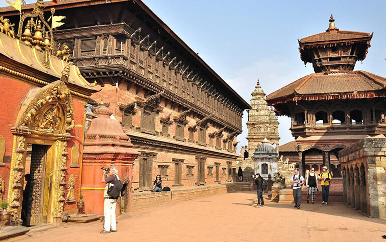 Tourists Leisurly Strolling at Bhaktapur