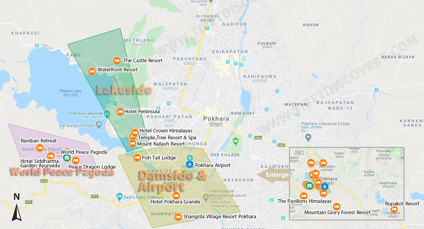Pokhara Hotels Map